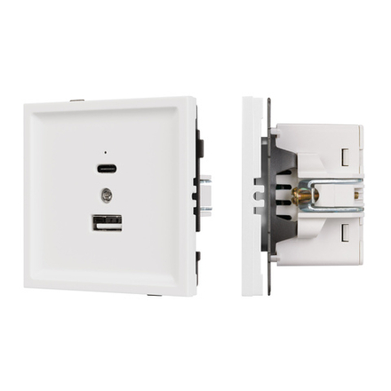 Механизм USB розетки SCT-TENDO-MUAC-SFPL-WH (5V, 3A, QC3) (Arlight, -)