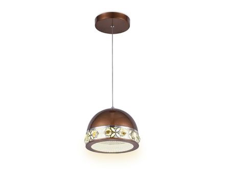Подвесной светодиодный светильник FA9495 CF/CH кофе/хром 4200K 18W D200*670 (без ПДУ)