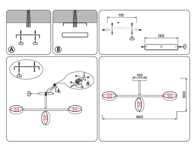 Подвесной светильник со сменной лампой TR8229/3 BK/SB черный/бронза E27/3 max 40W 660*165*300