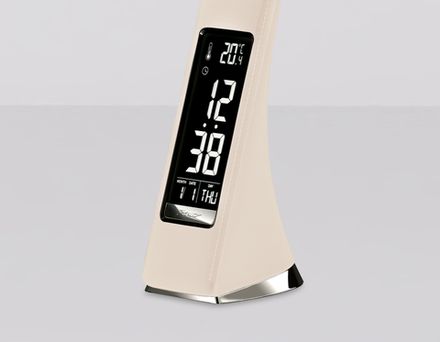 Светодиодная настольная лампа с дисплеем DE511 BG бежевый LED 3000-6400K 6W+LCD 2W