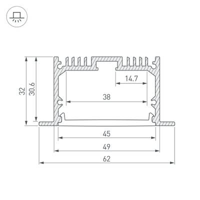 Профиль SL-LINIA62-F-3000 ANOD (Arlight, Алюминий)