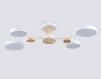 Светильник светодиодный подвесной FL4858/4 WH/WD белый/дерево 60W 3000-6000K 700*400*120  (без ПДУ)