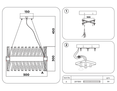 Хрустальный подвесной светодиодный светильник TR5315 CH/CL хром/прозрачный 144W 500*500*750 (Без ПДУ)