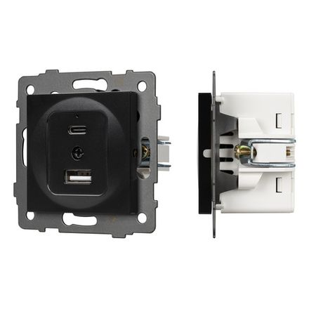 Механизм USB розетки SCT-MUAC-PL-BK-V (5V, 3A, QC4) (Arlight, -)