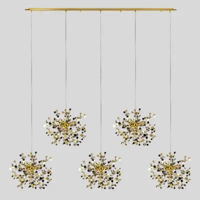 L5PL721132 Подвес пятерной линейный EXTRA 5x3x5W(led) G9  (721132 - 5 + 572162 -1) ЗОЛОТО Lightstar