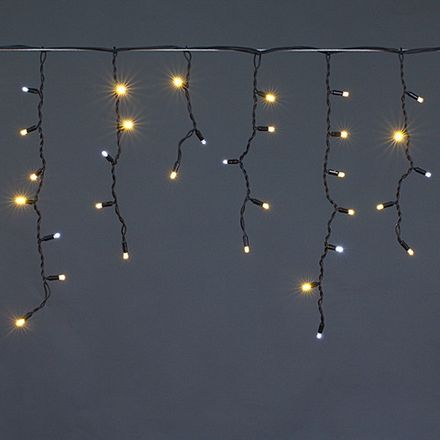 A-057A WW/W FLASH гирлянда светодиодная 5х0,6м 180LED в виде "бахрома" , провод черный,морозостойк.