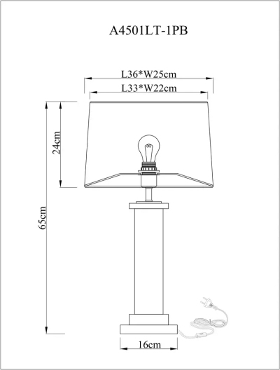 Декоративная настольная лампа Arte Lamp CAMELOT A4501LT-1PB, 1хE27