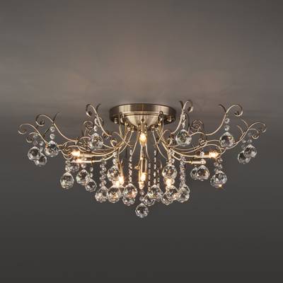 Потолочная люстра с хрусталем 10042/12 античная бронза