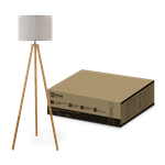 Светильник ТНО 24-Е27-NT 230В напольн. под лампу беж. абажур деревянн. тренога IN HOME 4690612059594