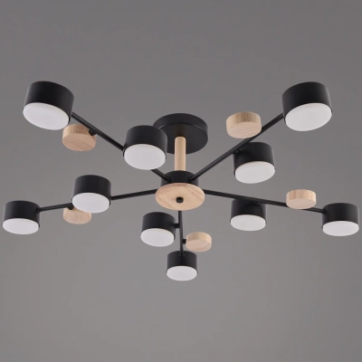 03758-0.3-10 BK+WOOD GX53 светильник потолочный Reluce, GX53х10