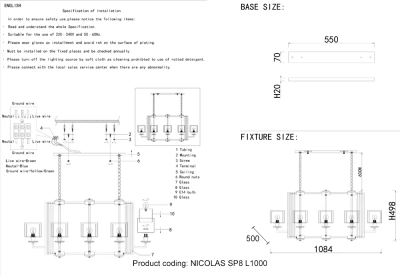 Люстра Crystal Lux NICOLAS SP8 L1000 NICKEL/WHITE 3400/308L