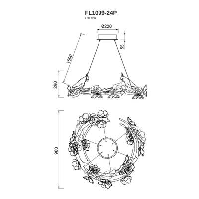 Люстра подвесная Sauvage FL1099-24P, LED