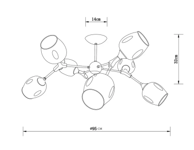 Люстра на штанге Arte Lamp SEPPIA A4211PL-8BK, 8хE27