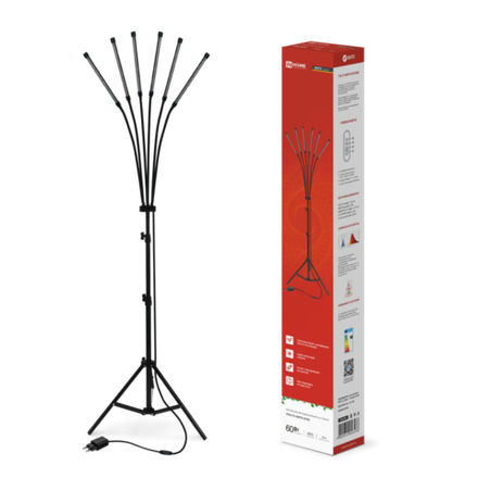 Светильник светодиодный ТНО-Т2-ФИТО 6Т60 60Вт 6 плафонов напольн. на треноге пульт на шнуре черн. IN HOME 4690612053578