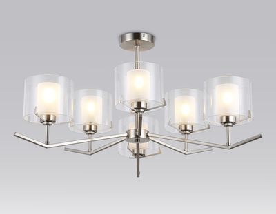 Светильник подвесной LH57002/6 SN/FR никель/белый матовый E14/6 max 40W D850*420