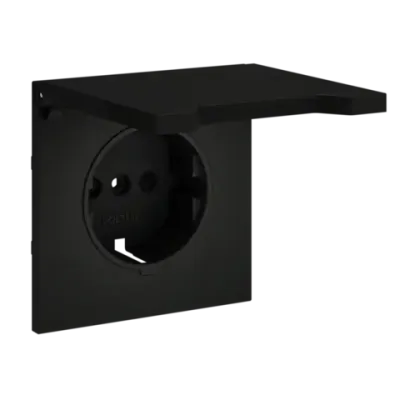 VLS000808 Накладка для розетки с заземлением, защитными шторками и крышкой, S70 (черный матовый). (ТМ Maytoni)