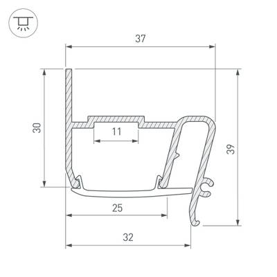 Профиль STRETCH-S-30-WALL-SIDE-2000 (STEP) (Arlight, Алюминий)