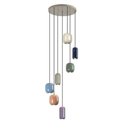 5053/7 PENDANT ODL24 447 цвет слонов.кости/мультиколор/металл Подвес GU10 LED 7*4W OVALI