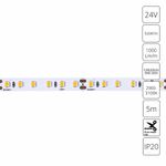 Светодиодная лента 24V 9,6W/m 3000К 5м Arte Lamp TAPE A2412008-01-3K, LED